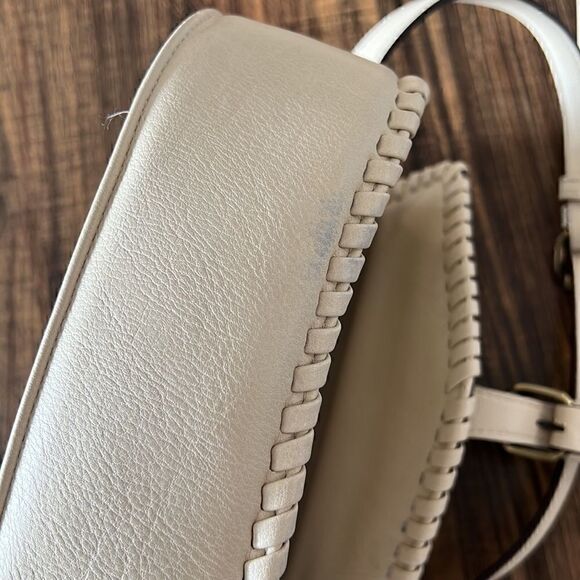 Sole Society Cream Crossbody Bag Boho Perforated Faux Leather Purse - Picture 4 of 11